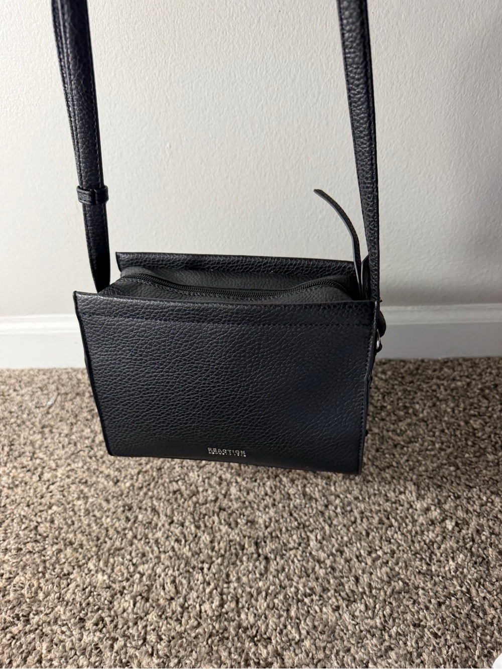 Kenneth Cole Reaction Black Pebbled Leather Crossbody Bag
